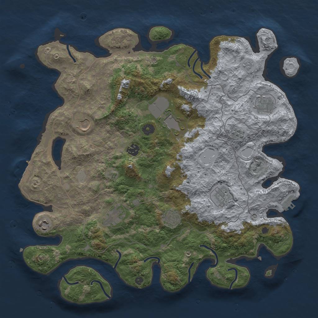 Rust Map: Procedural Map, Size: 4000, Seed: 25864, 18 Monuments