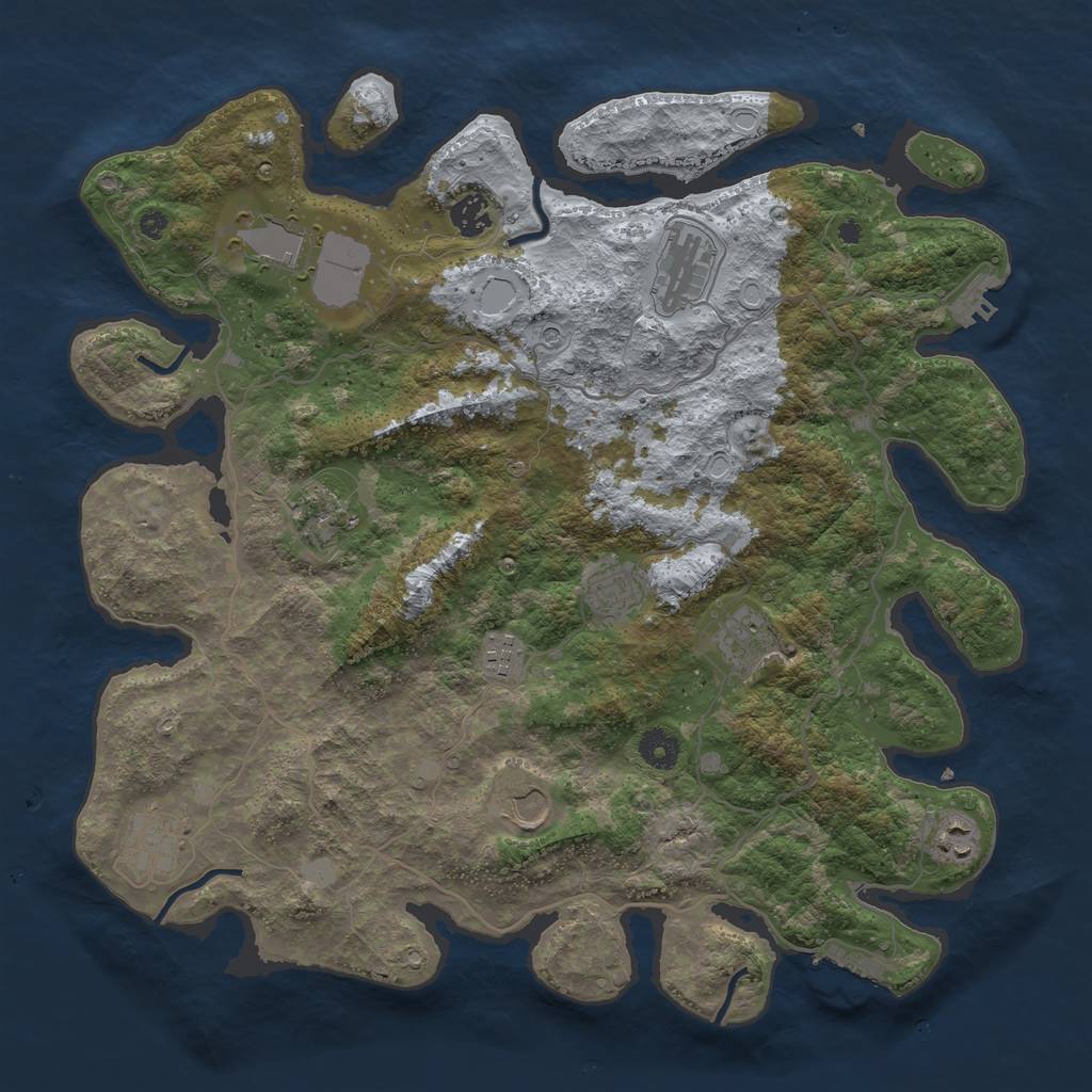 Rust Map: Procedural Map, Size: 4000, Seed: 491477, 18 Monuments