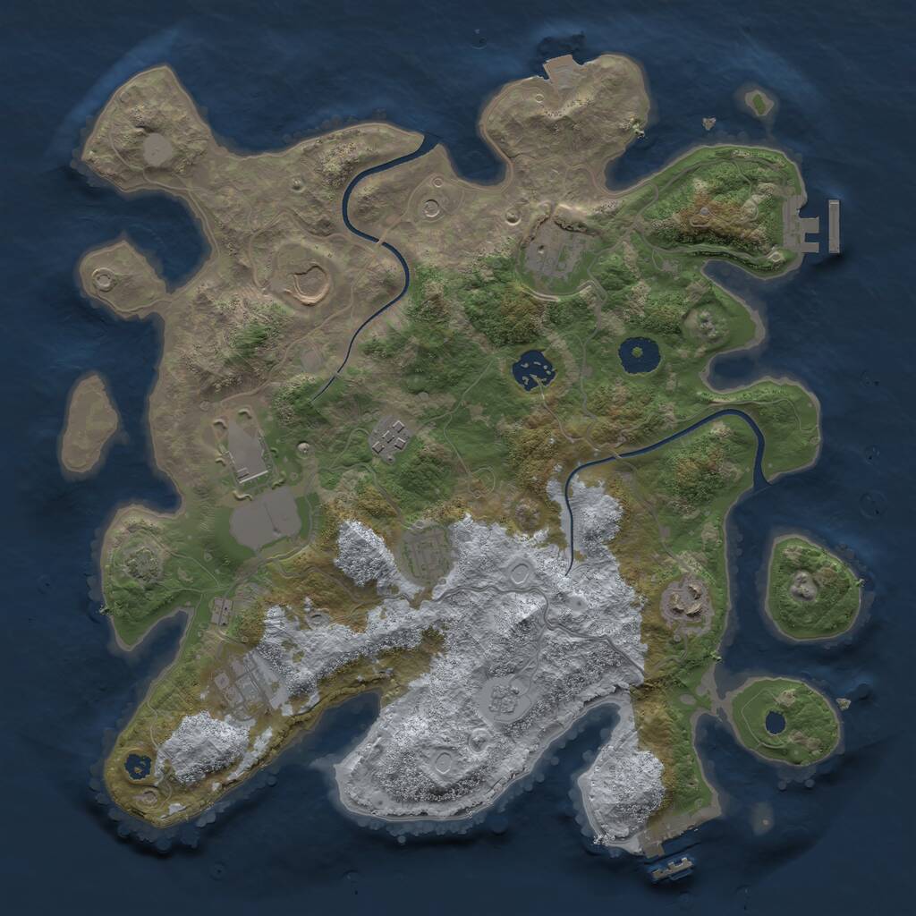 Rust Map: Procedural Map, Size: 3500, Seed: 1022689195, 14 Monuments