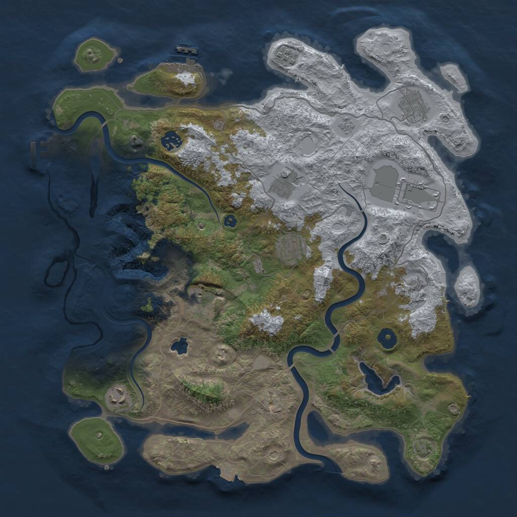Rust Map: Procedural Map, Size: 4000, Seed: 54281, 15 Monuments