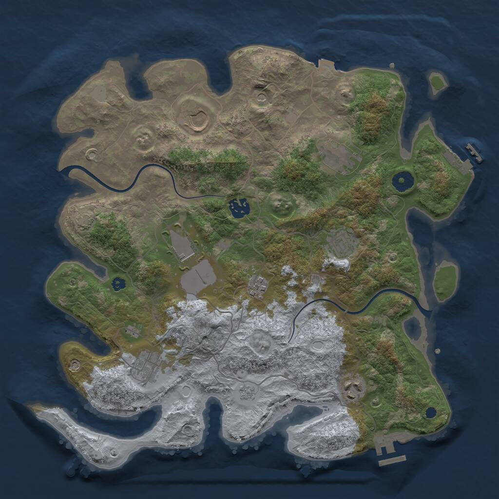 Rust Map: Procedural Map, Size: 3635, Seed: 993459, 14 Monuments