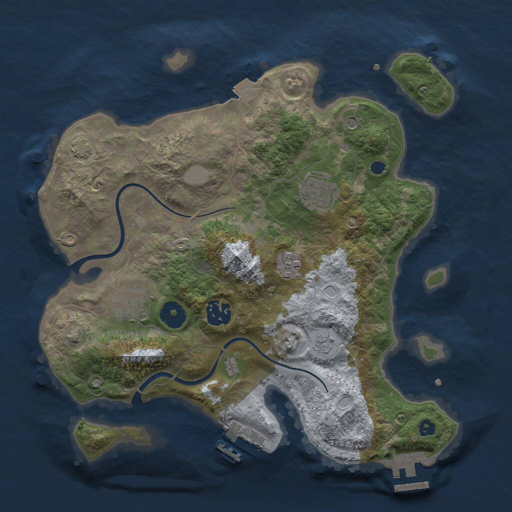 Rust Map: Procedural Map, Size: 3000, Seed: 6652, 10 Monuments