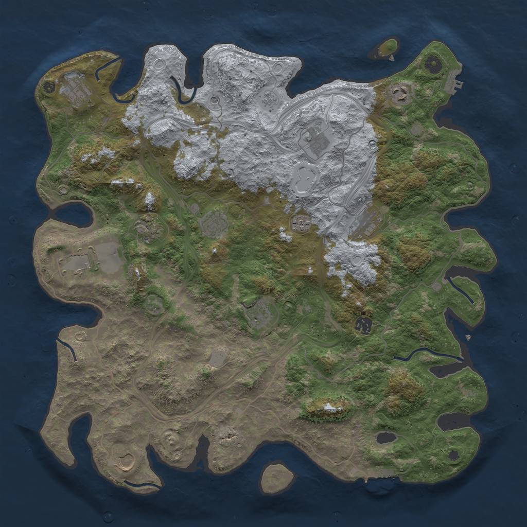 Rust Map: Procedural Map, Size: 4500, Seed: 1950717916, 20 Monuments