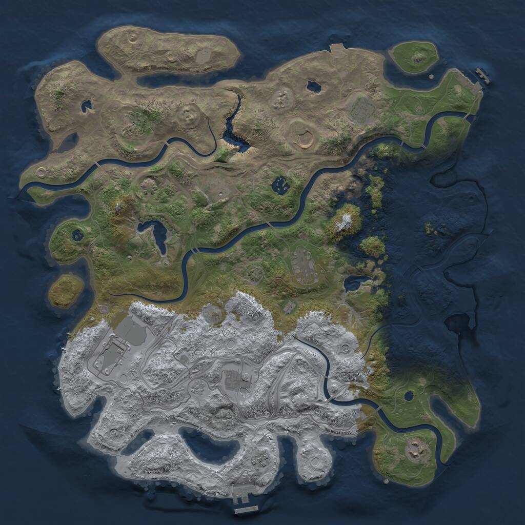 Rust Map: Procedural Map, Size: 4500, Seed: 1139655979, 16 Monuments