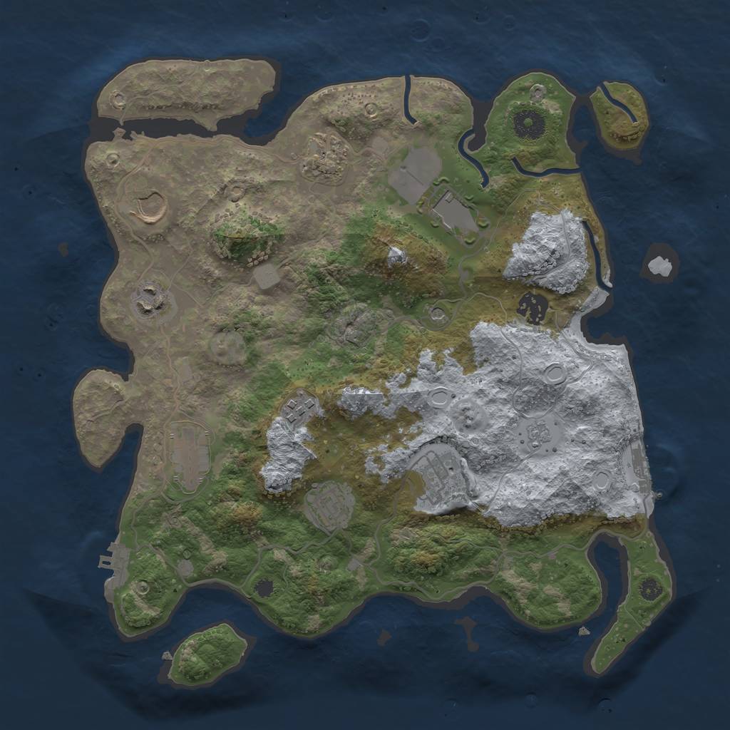 Rust Map: Procedural Map, Size: 3500, Seed: 52136122, 18 Monuments