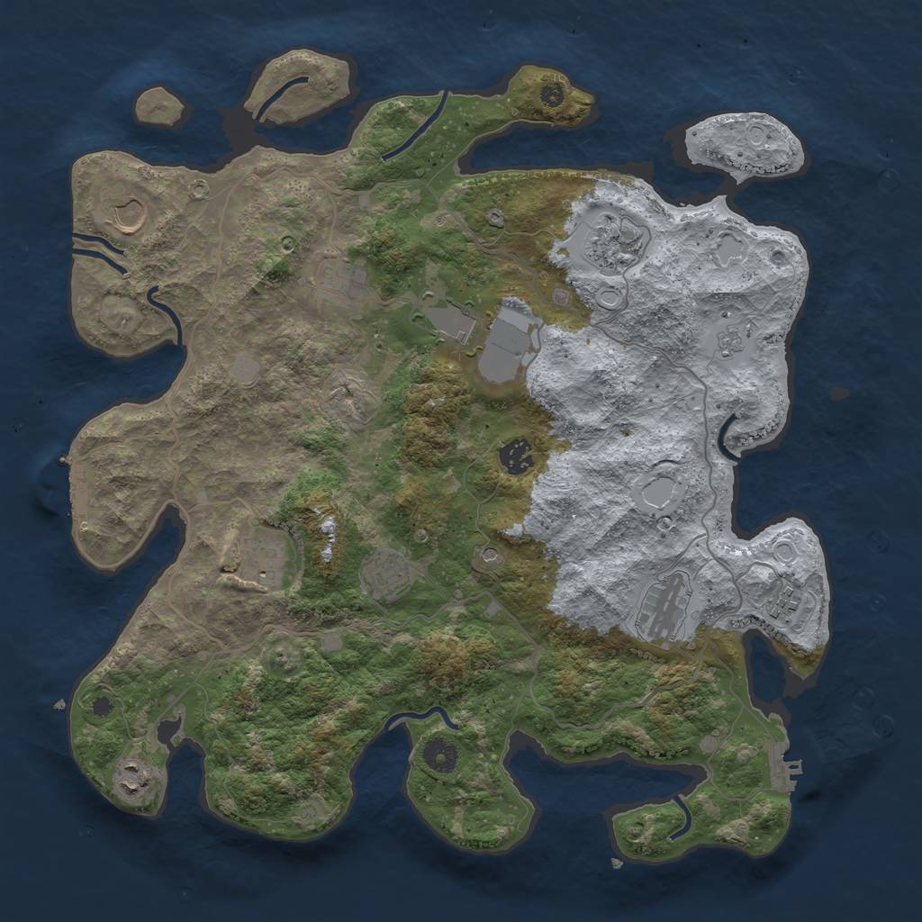 Rust Map: Procedural Map, Size: 4000, Seed: 640021, 19 Monuments