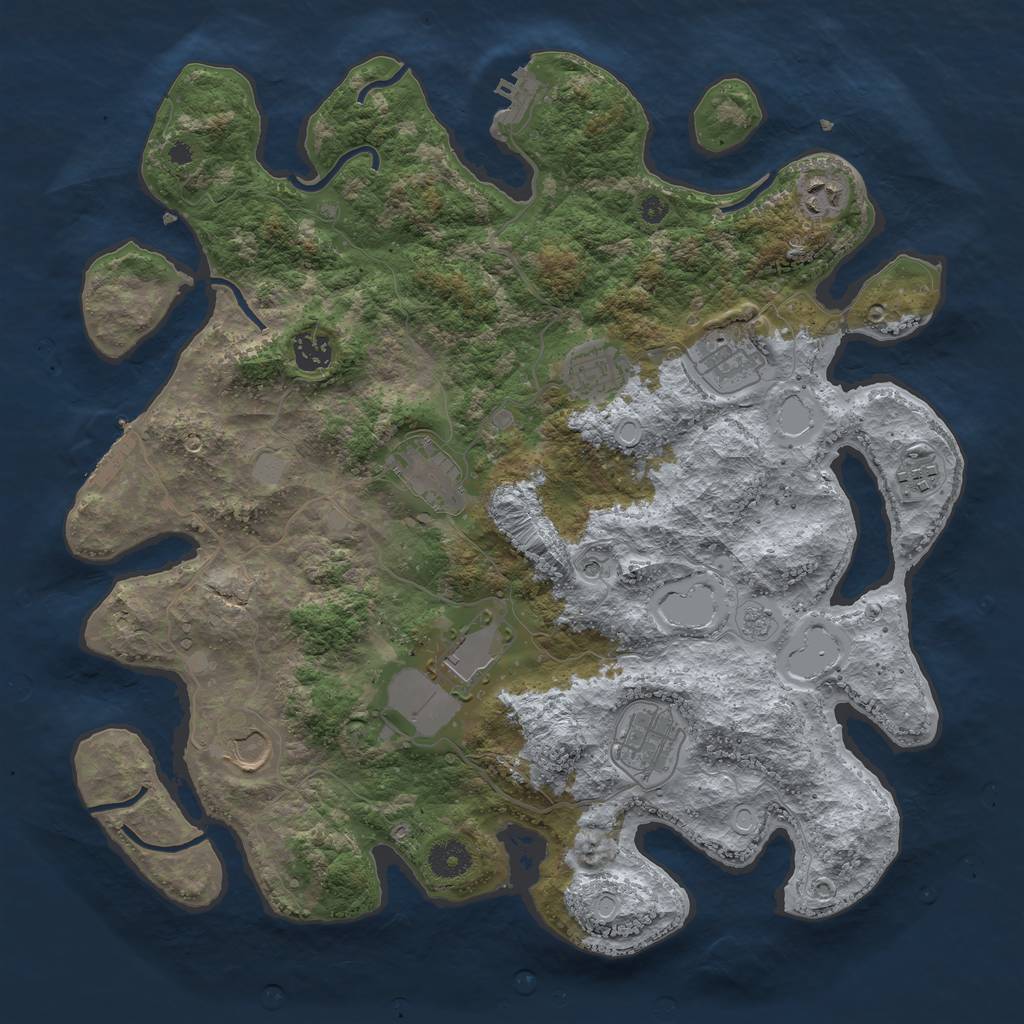 Rust Map: Procedural Map, Size: 3850, Seed: 5594589, 18 Monuments