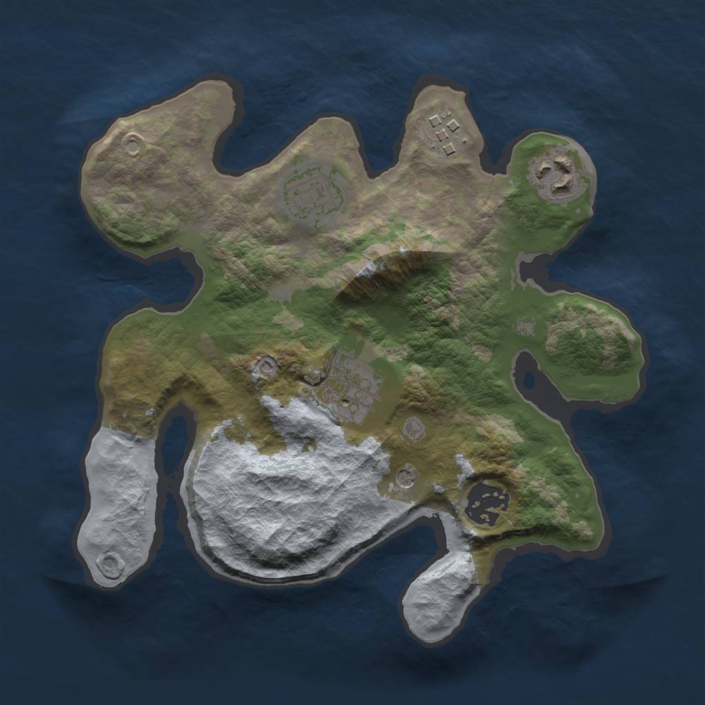 Rust Map: Barren, Size: 2500, Seed: 2465, 8 Monuments