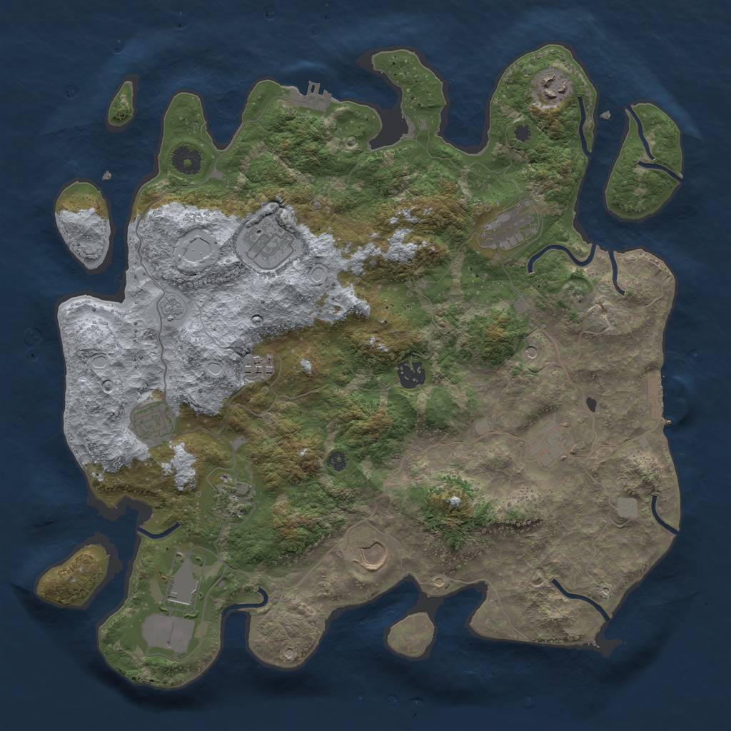 Rust Map: Procedural Map, Size: 3850, Seed: 328436747, 19 Monuments