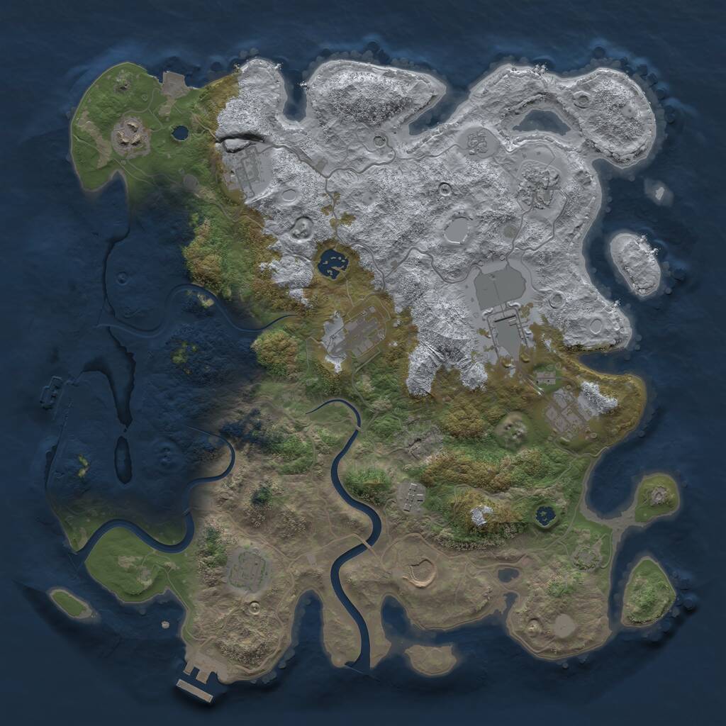 Rust Map: Procedural Map, Size: 3850, Seed: 708235338, 16 Monuments