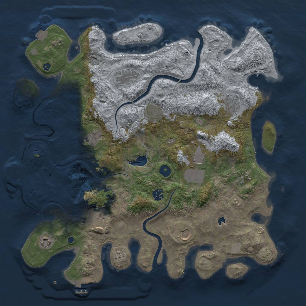 Rust Map: Procedural Map, Size: 4000, Seed: 421587, 17 Monuments