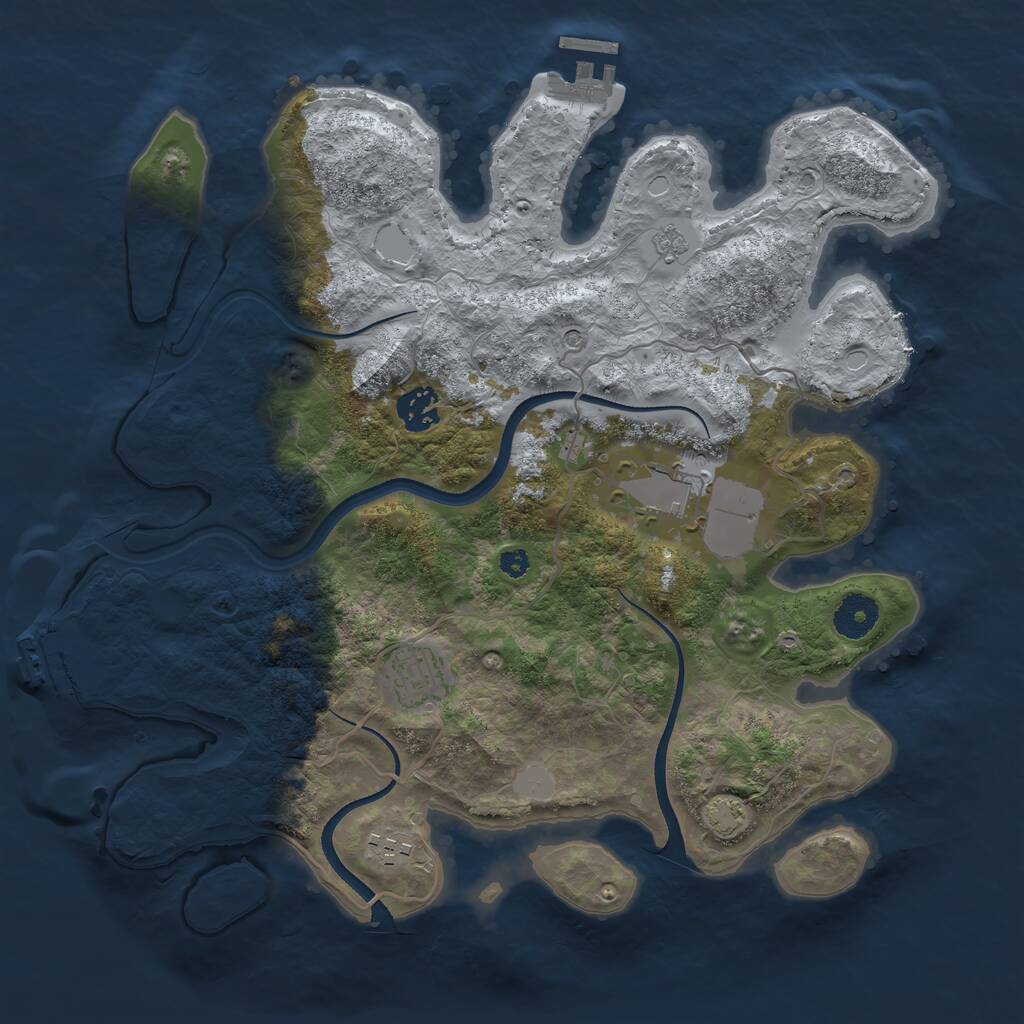 Rust Map: Procedural Map, Size: 3500, Seed: 1206609702, 10 Monuments