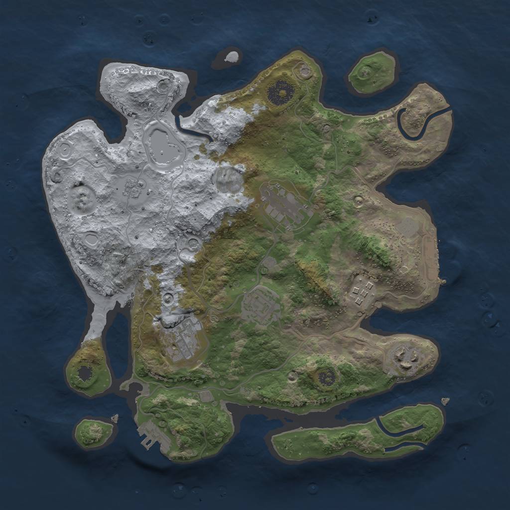 Rust Map: Procedural Map, Size: 3000, Seed: 216090350, 14 Monuments