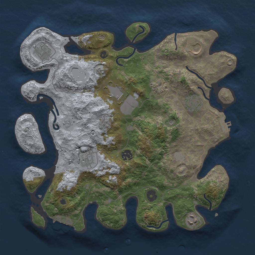 Rust Map: Procedural Map, Size: 3500, Seed: 56887, 18 Monuments