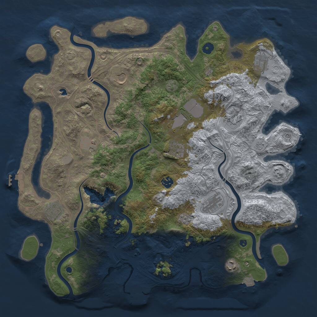 Rust Map: Procedural Map, Size: 4250, Seed: 1363146684, 17 Monuments