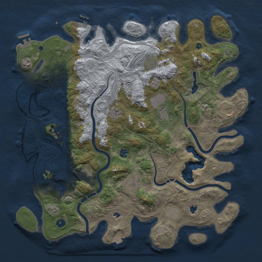 Rust Map: Procedural Map, Size: 4500, Seed: 975243186, 16 Monuments