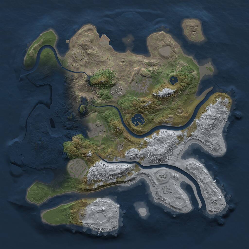 Rust Map: Procedural Map, Size: 3000, Seed: 25447, 10 Monuments