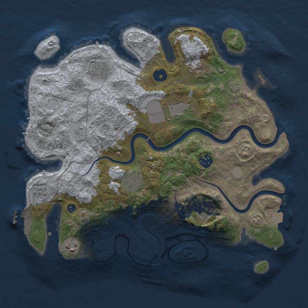 Rust Map: Procedural Map, Size: 3500, Seed: 464322468, 13 Monuments