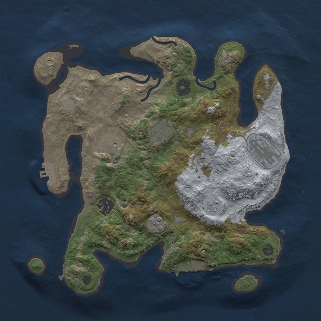 Rust Map: Procedural Map, Size: 3000, Seed: 1875594817, 14 Monuments