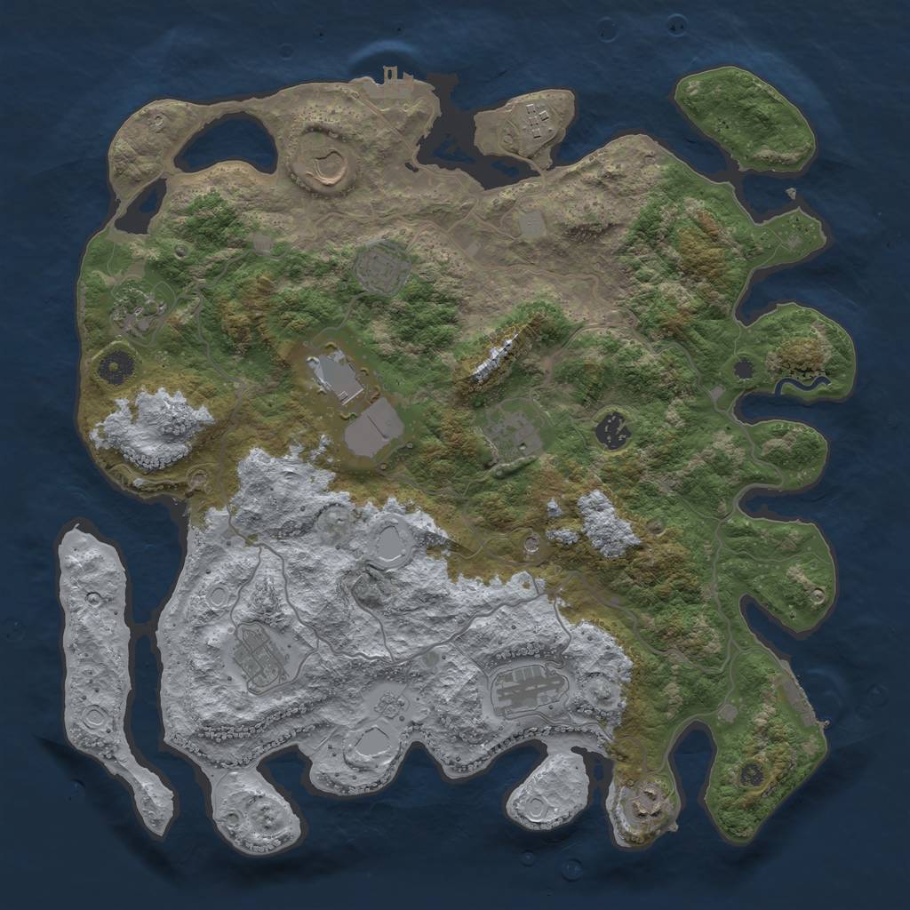 Rust Map: Procedural Map, Size: 4000, Seed: 748213895, 19 Monuments
