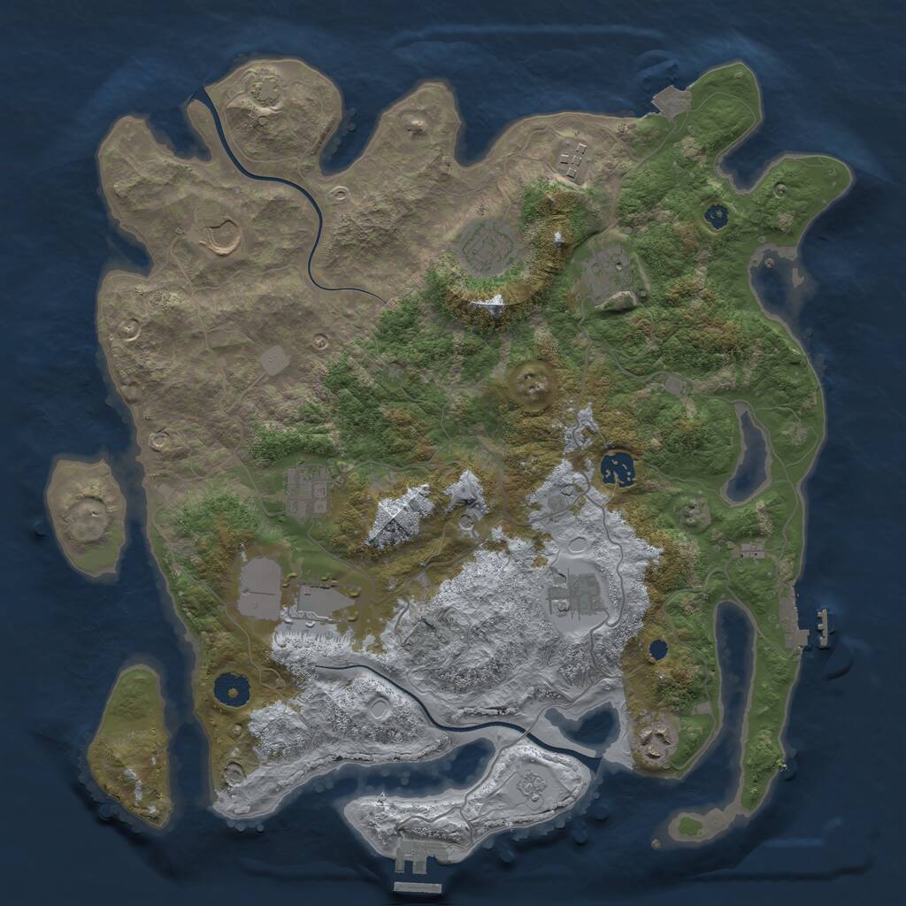 Rust Map: Procedural Map, Size: 3850, Seed: 970228158, 15 Monuments