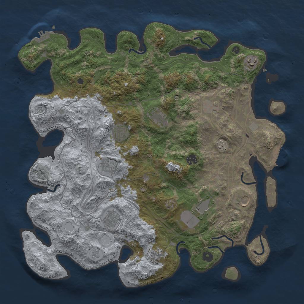 Rust Map: Procedural Map, Size: 4250, Seed: 2032192147, 20 Monuments
