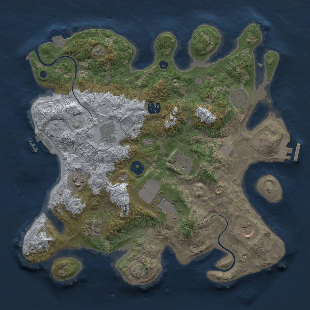 Rust Map: Procedural Map, Size: 3500, Seed: 752885429, 14 Monuments