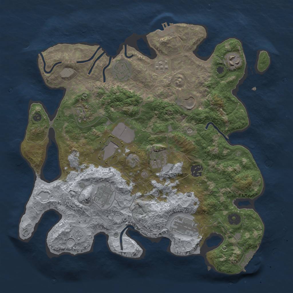 Rust Map: Procedural Map, Size: 3500, Seed: 1434844583, 19 Monuments