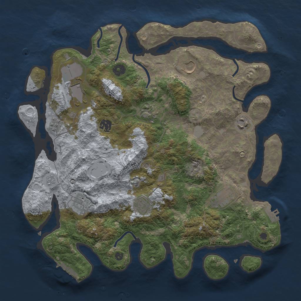 Rust Map: Procedural Map, Size: 3700, Seed: 1068446076, 18 Monuments