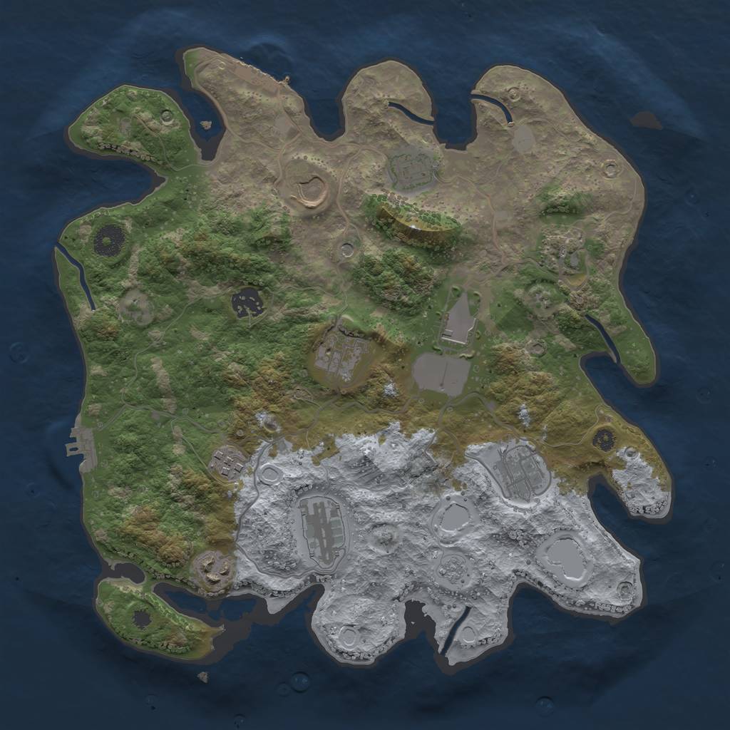 Rust Map: Procedural Map, Size: 3500, Seed: 59124371, 19 Monuments