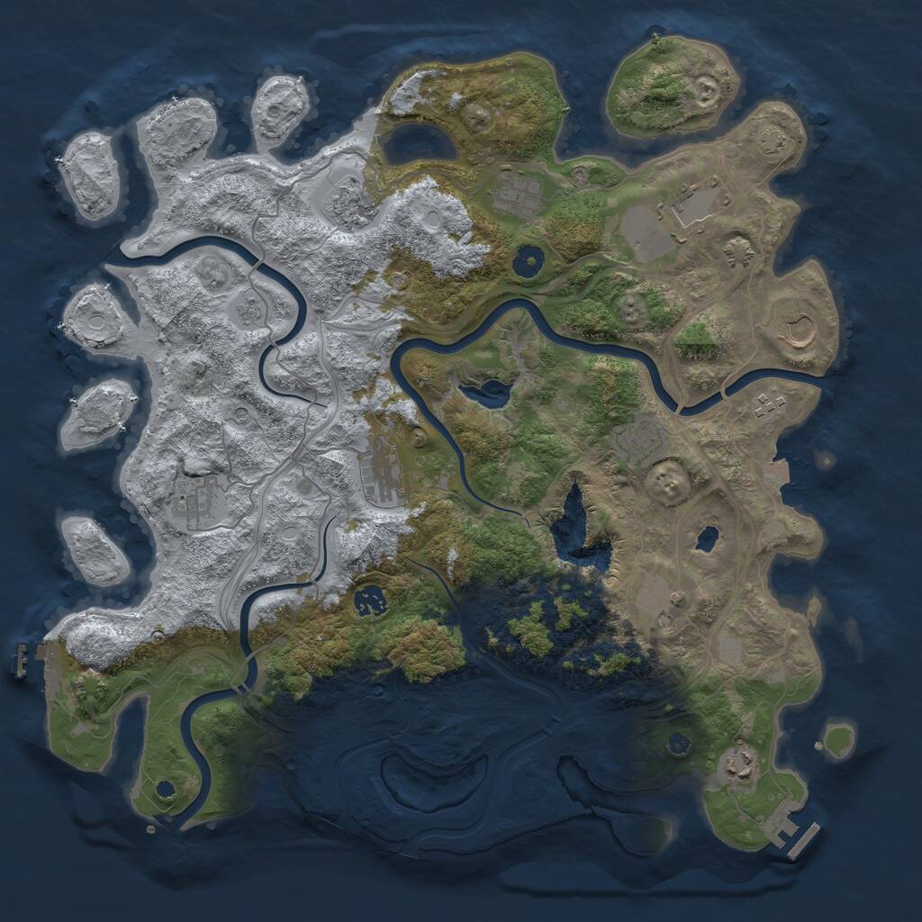 Rust Map: Procedural Map, Size: 4300, Seed: 1060676108, 17 Monuments
