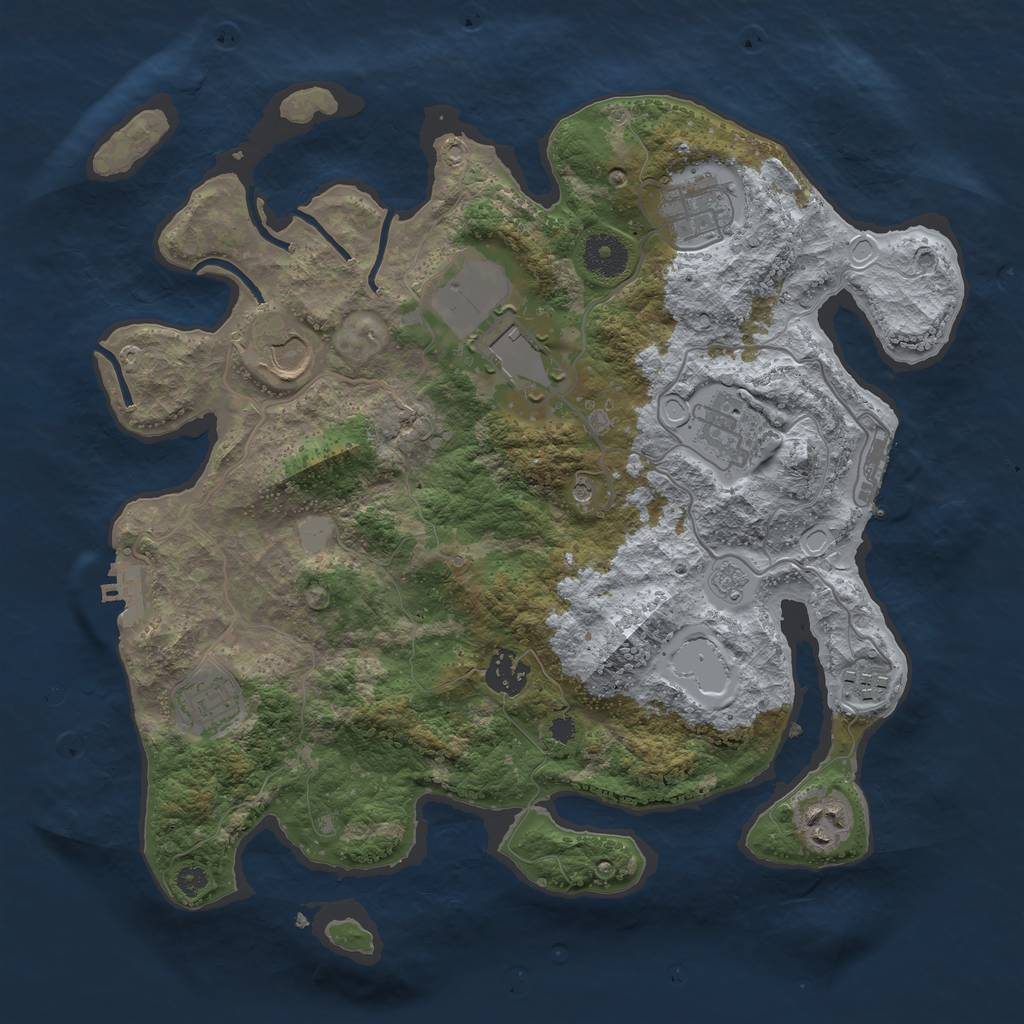 Rust Map: Procedural Map, Size: 3500, Seed: 1542531, 17 Monuments