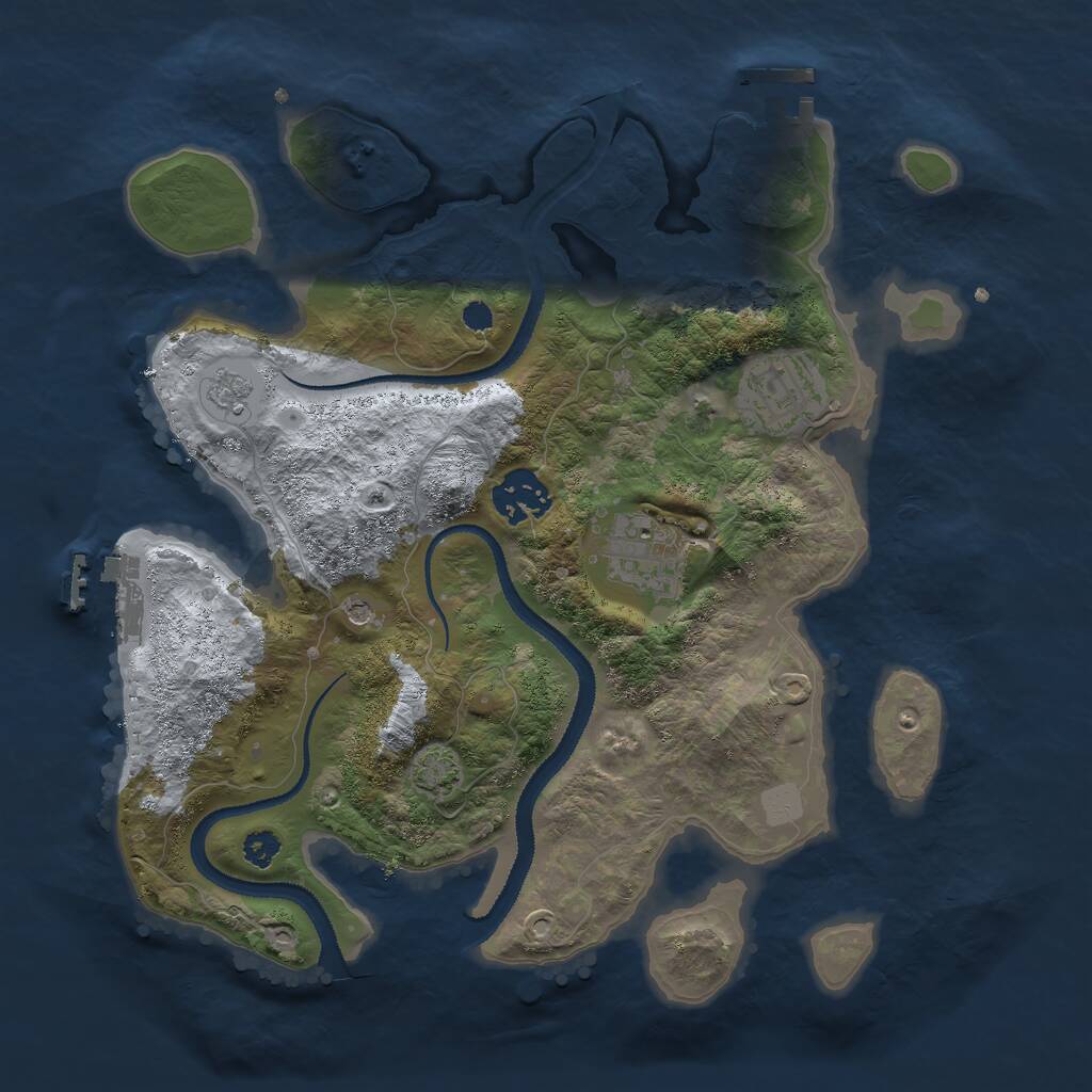 Rust Map: Procedural Map, Size: 3000, Seed: 725278192, 9 Monuments