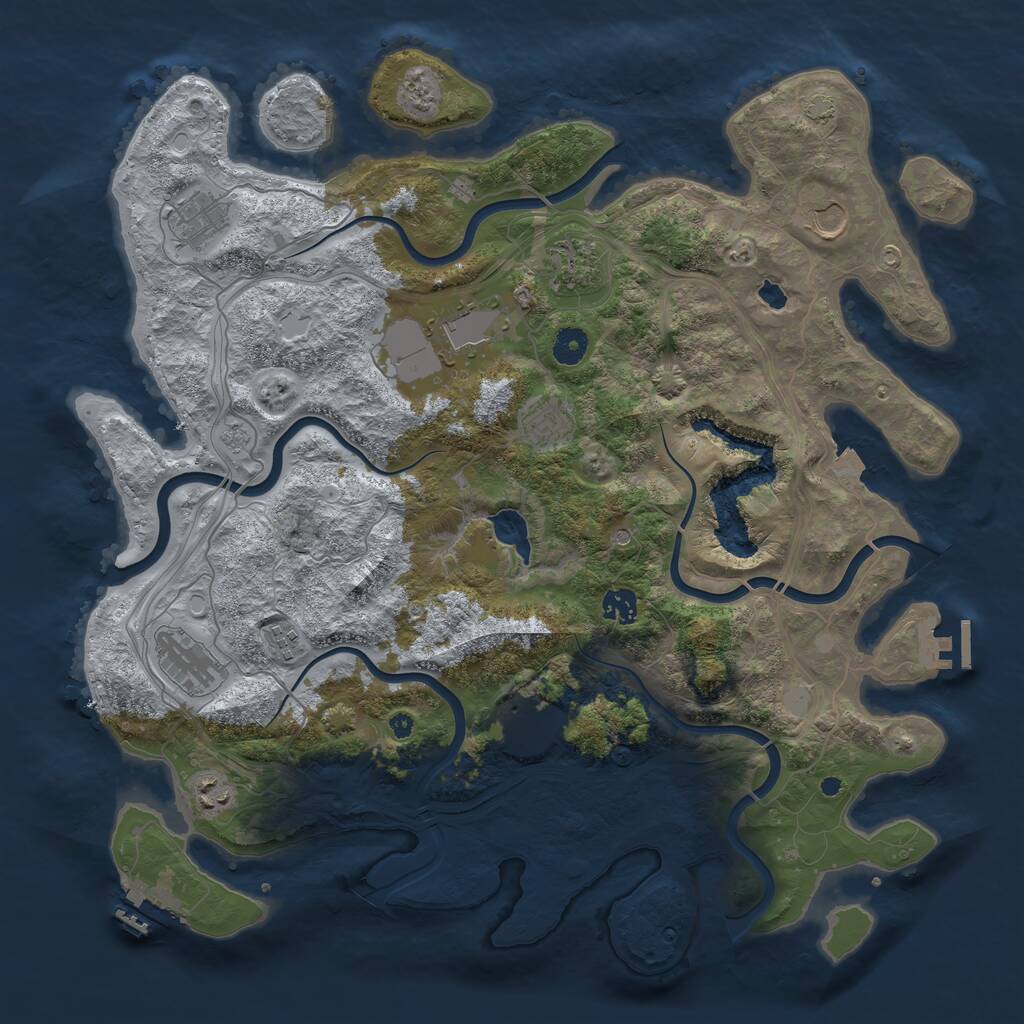 Rust Map: Procedural Map, Size: 4250, Seed: 1011055591, 16 Monuments