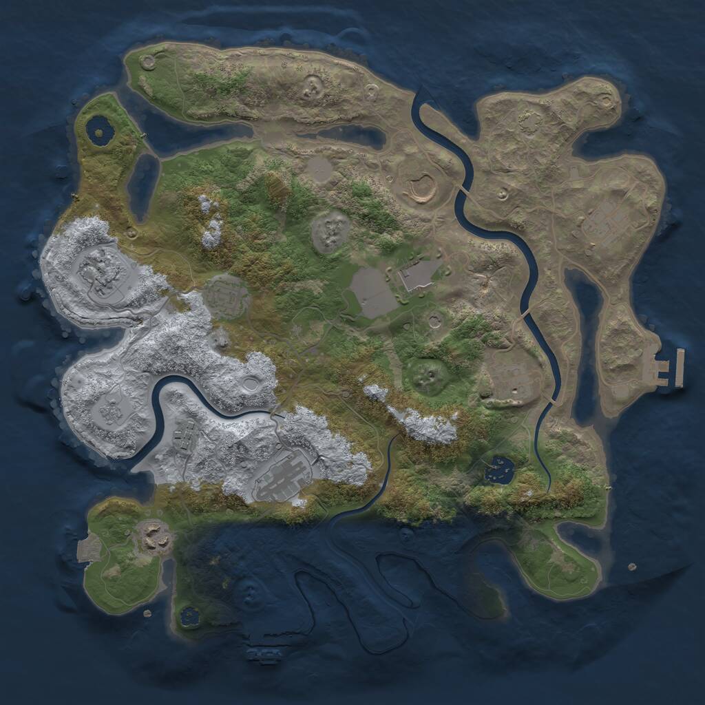 Rust Map: Procedural Map, Size: 3700, Seed: 1017975191, 16 Monuments