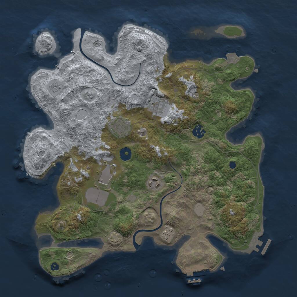 Rust Map: Procedural Map, Size: 3500, Seed: 542531, 12 Monuments