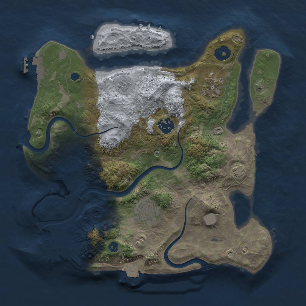 Rust Map: Procedural Map, Size: 3000, Seed: 16382511, 9 Monuments