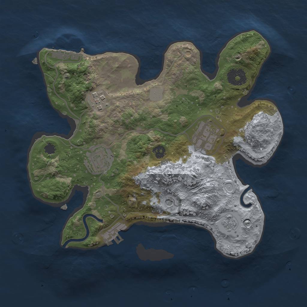 Rust Map: Procedural Map, Size: 2500, Seed: 15794, 12 Monuments