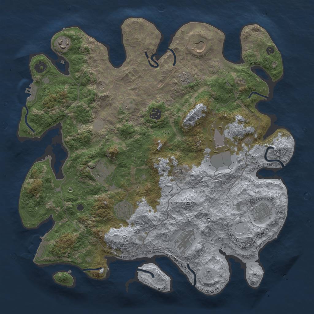 Rust Map: Procedural Map, Size: 4000, Seed: 158720, 18 Monuments