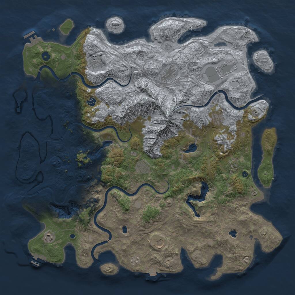 Rust Map: Procedural Map, Size: 5000, Seed: 2223, 16 Monuments