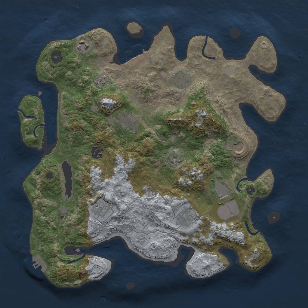 Rust Map: Procedural Map, Size: 3700, Seed: 2038642240, 16 Monuments