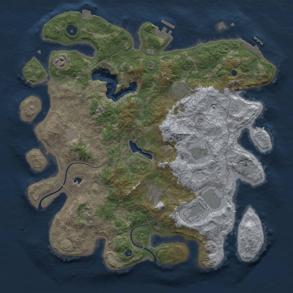 Rust Map: Procedural Map, Size: 4000, Seed: 876185, 12 Monuments