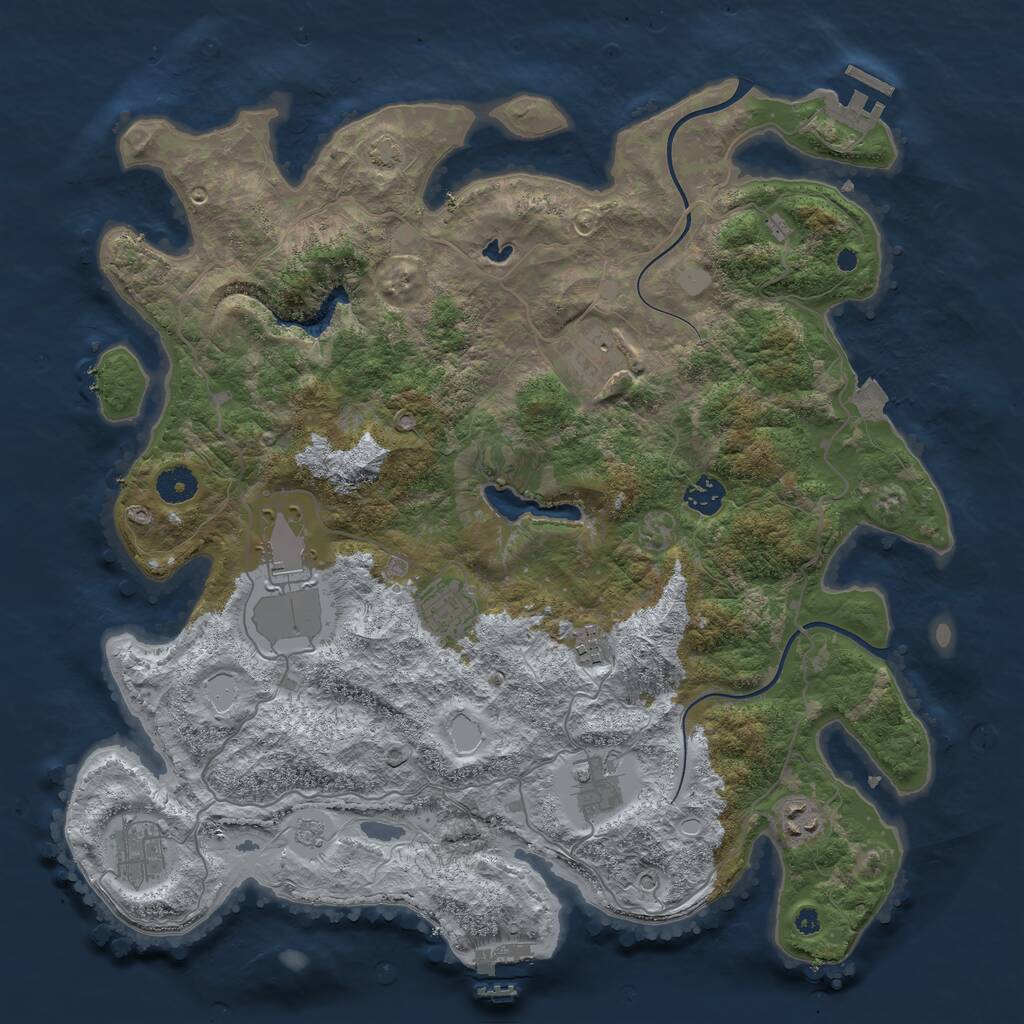 Rust Map: Procedural Map, Size: 4000, Seed: 696202, 14 Monuments