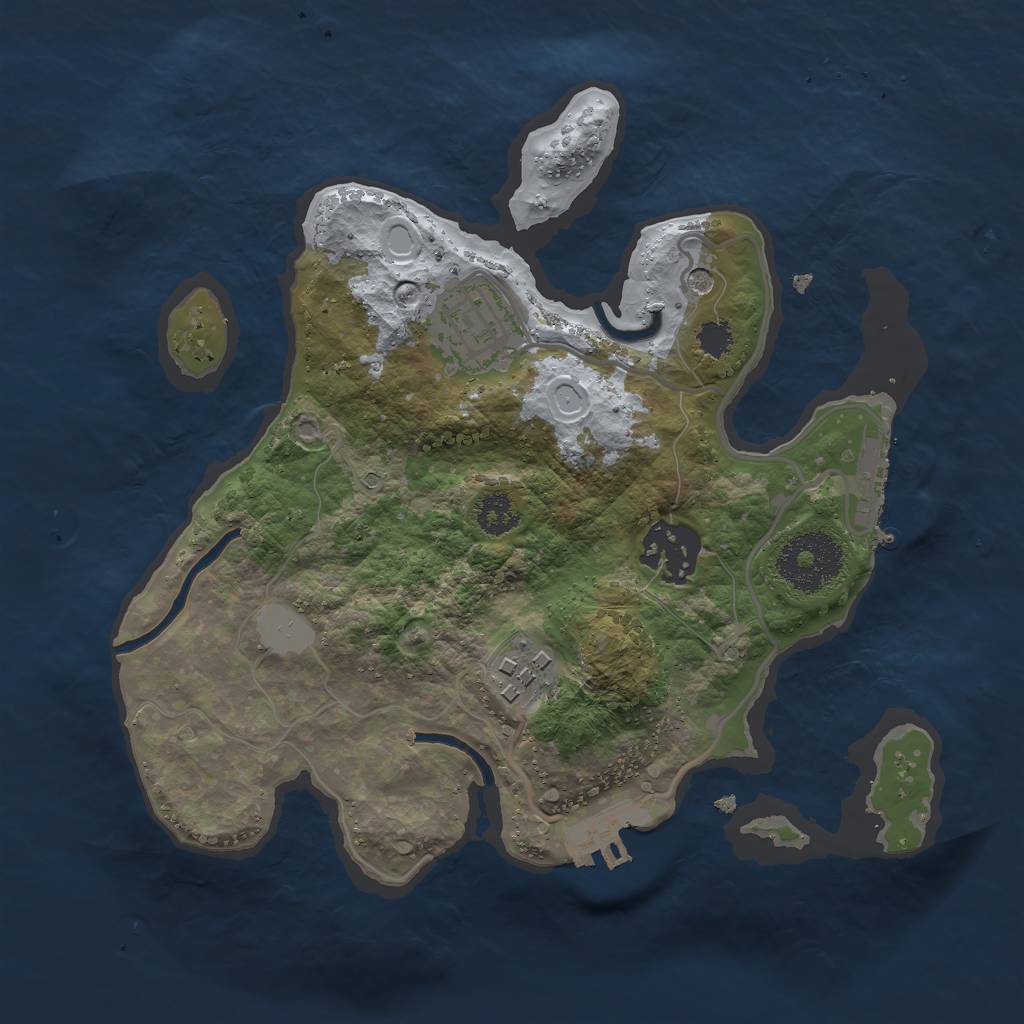 Rust Map: Procedural Map, Size: 2500, Seed: 974626, 11 Monuments