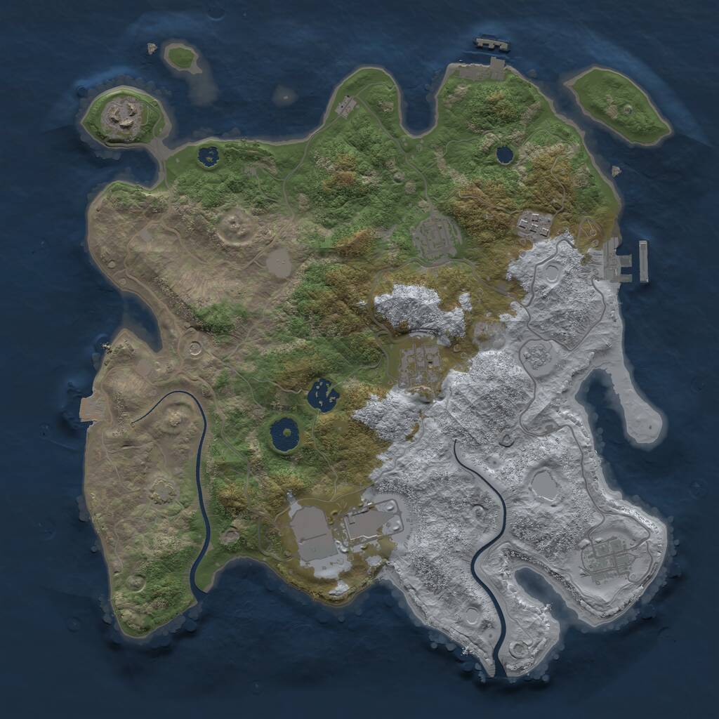Rust Map: Procedural Map, Size: 3500, Seed: 537830435, 13 Monuments