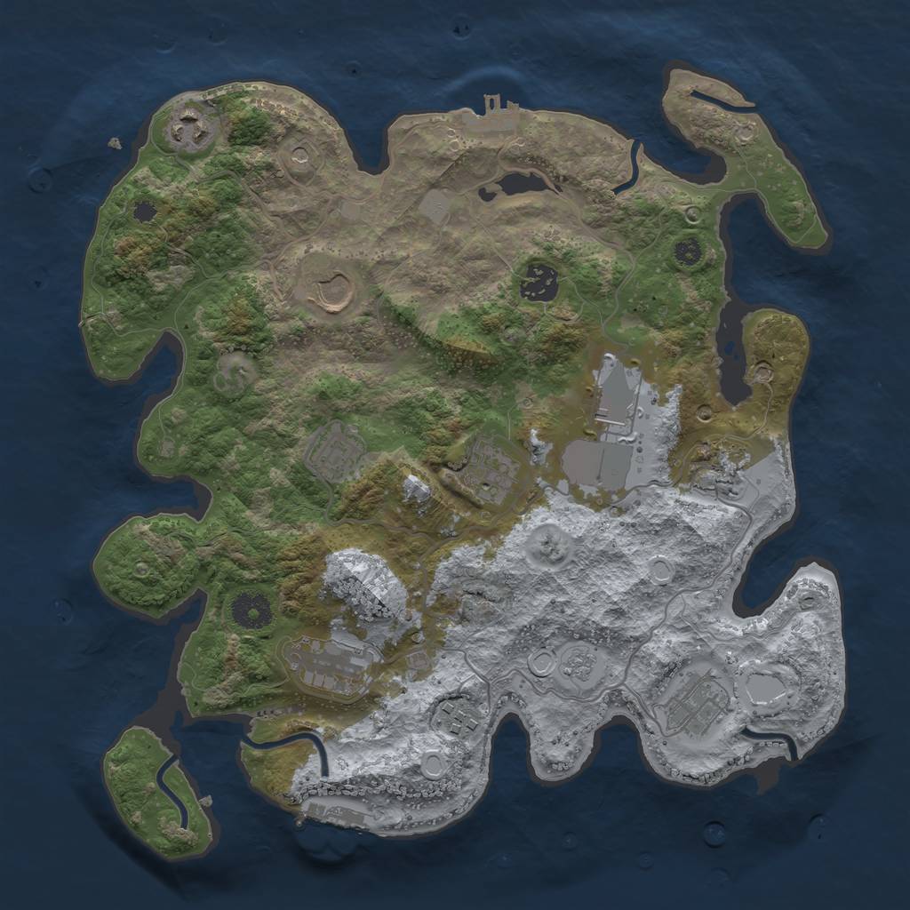 Rust Map: Procedural Map, Size: 3500, Seed: 4608019, 19 Monuments