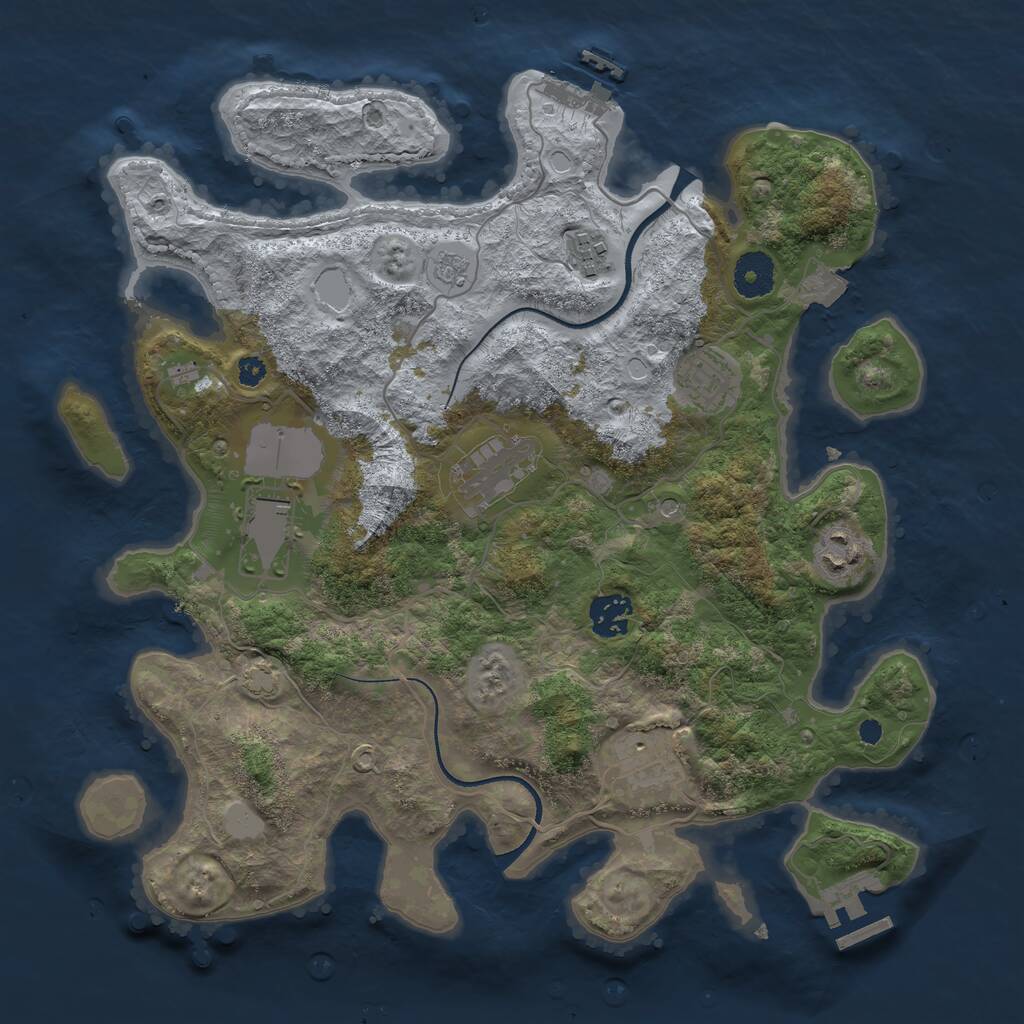 Rust Map: Procedural Map, Size: 3500, Seed: 124498515, 13 Monuments