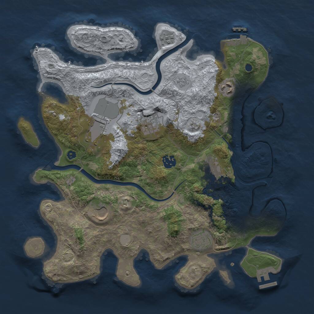 Rust Map: Procedural Map, Size: 3500, Seed: 124498515, 14 Monuments