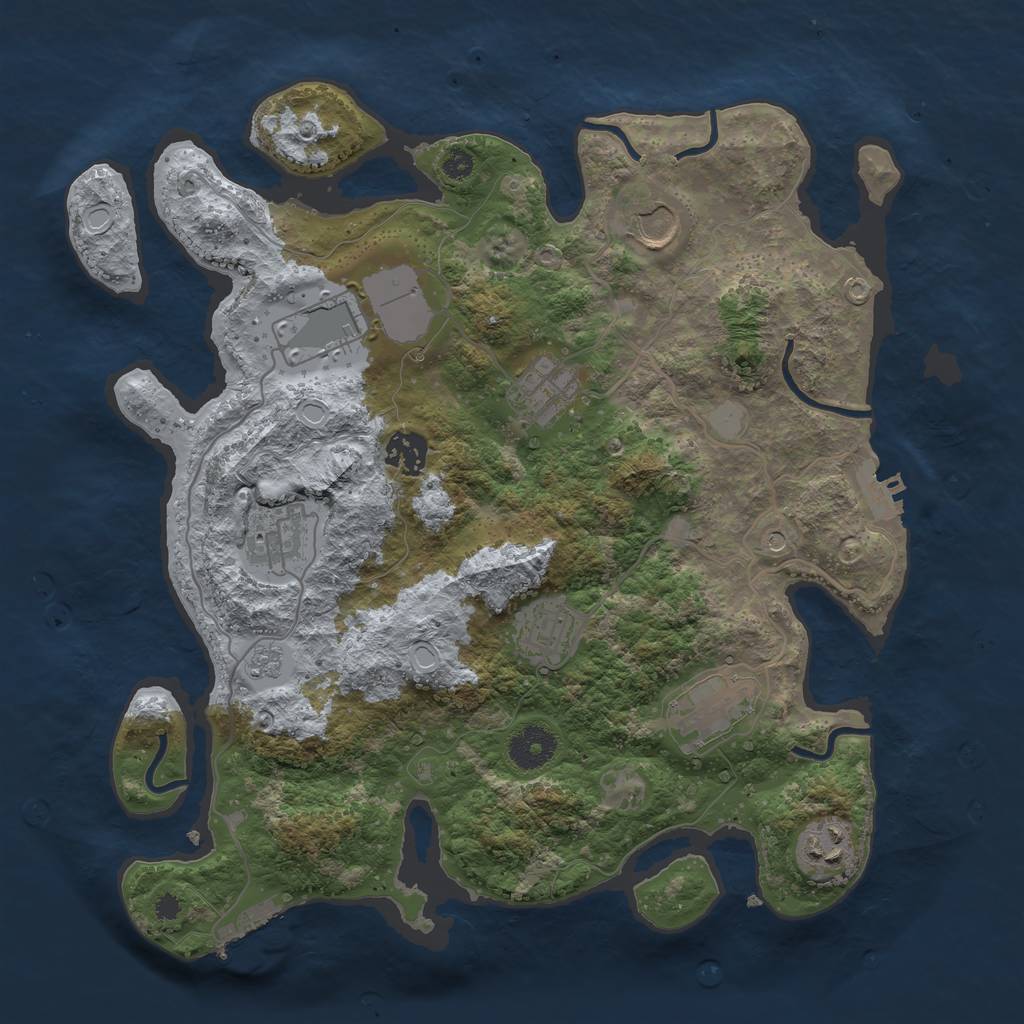 Rust Map: Procedural Map, Size: 3500, Seed: 731621234, 17 Monuments
