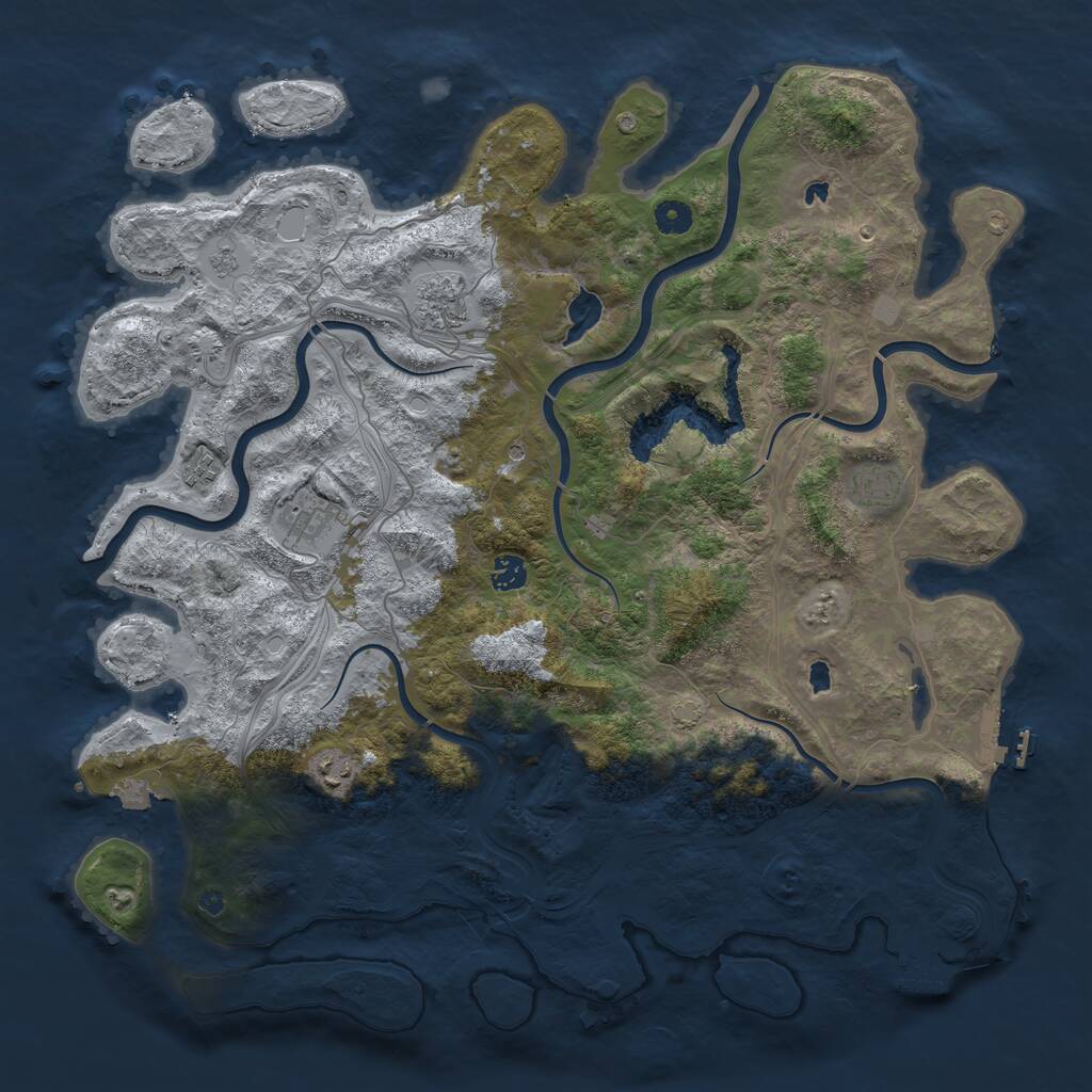 Rust Map: Procedural Map, Size: 4500, Seed: 1209061320, 12 Monuments